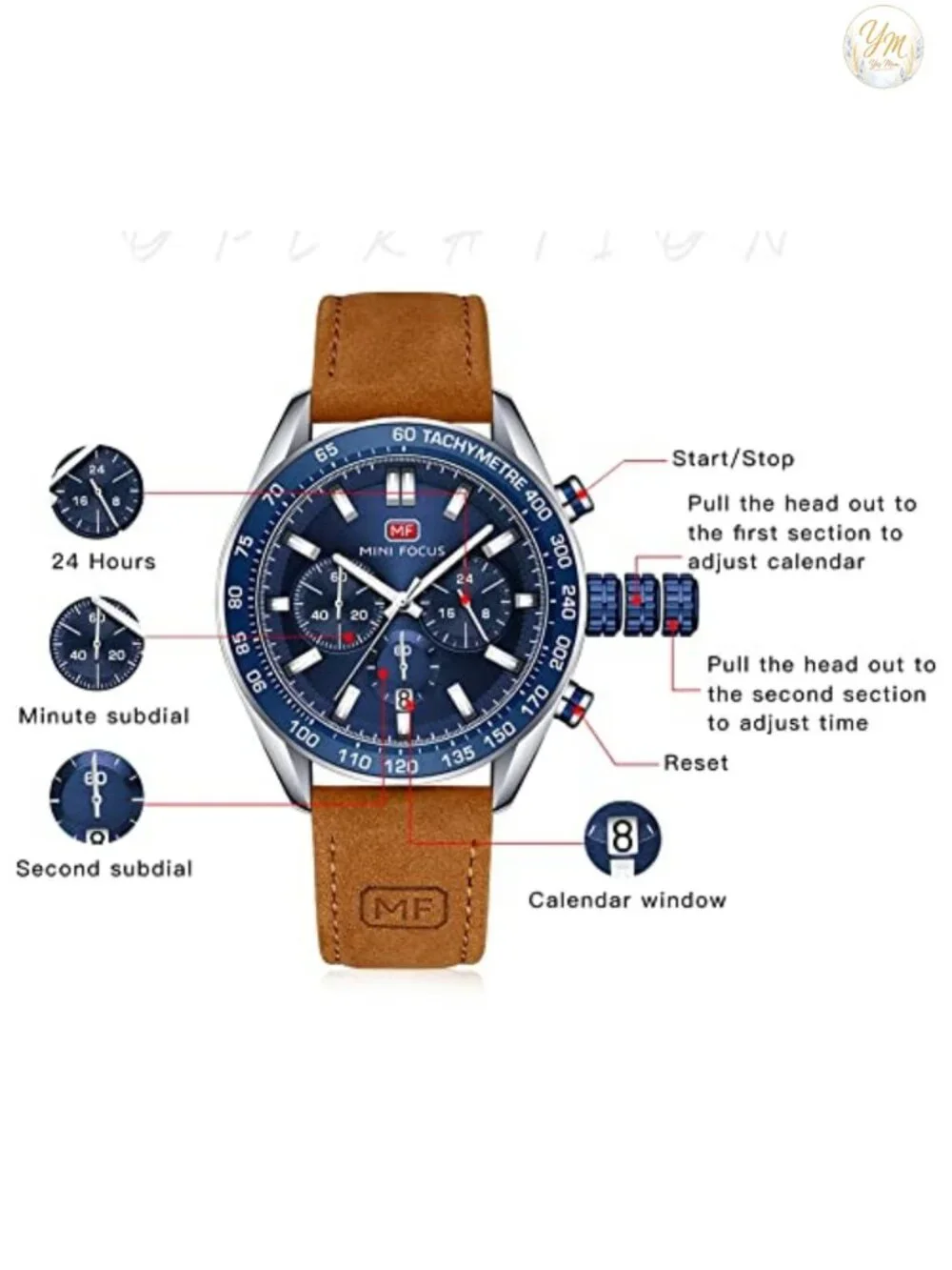 47mm Military Chronograph Quartz Watch